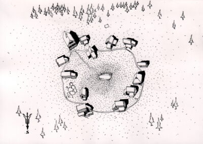 Dedno polje skica tlorisa planšarskega naselja