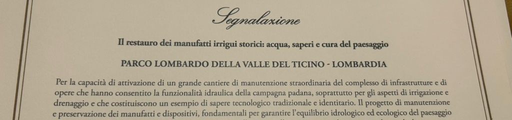 A project that inspired WatHer receives recognition at the Italian National Landscape Award